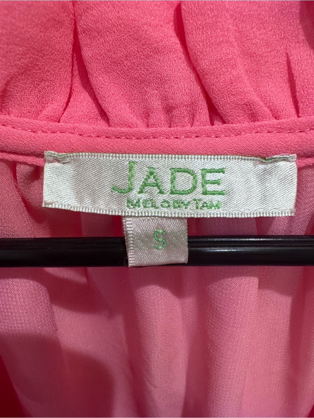 Jade Pink Ruffle Tie-Neck Peasant Blouse - Picture 3 of 4